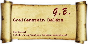 Greifenstein Balázs névjegykártya